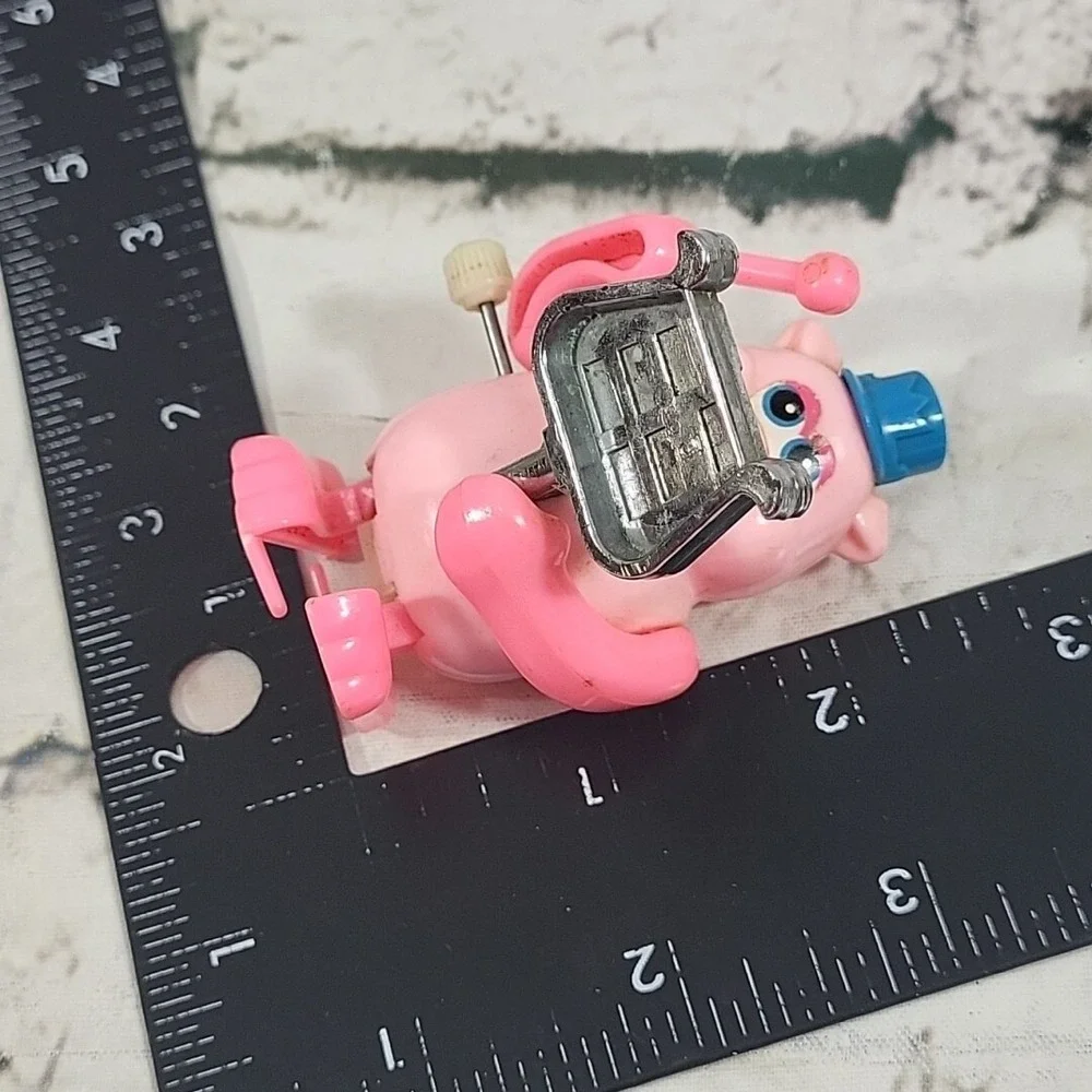 Vintage TOMY Wind Up Toy Pink Pig With‎ Xylophone Not So Grand Band 1980s